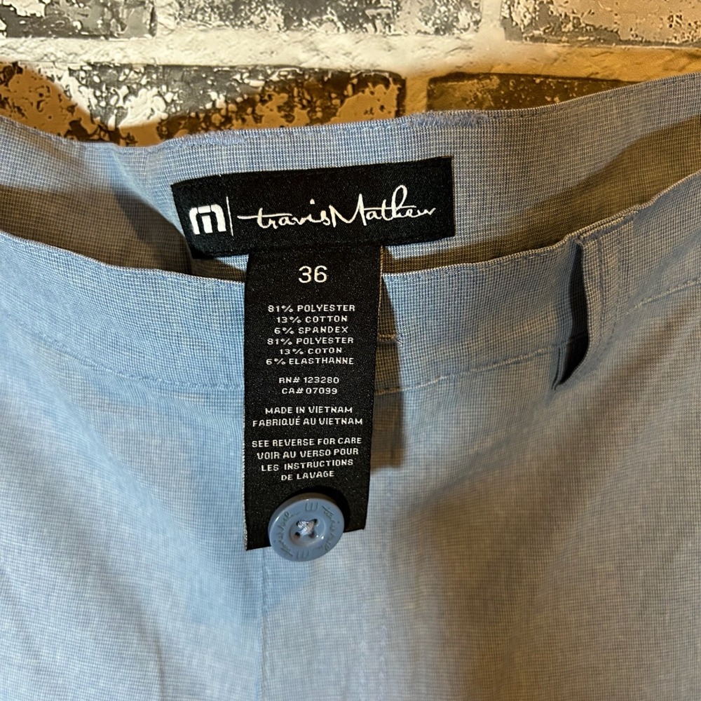 TravisMathew Mens Performance Golf Shorts Blue Heathered Stretch Size 36 - Picture 3 of 4